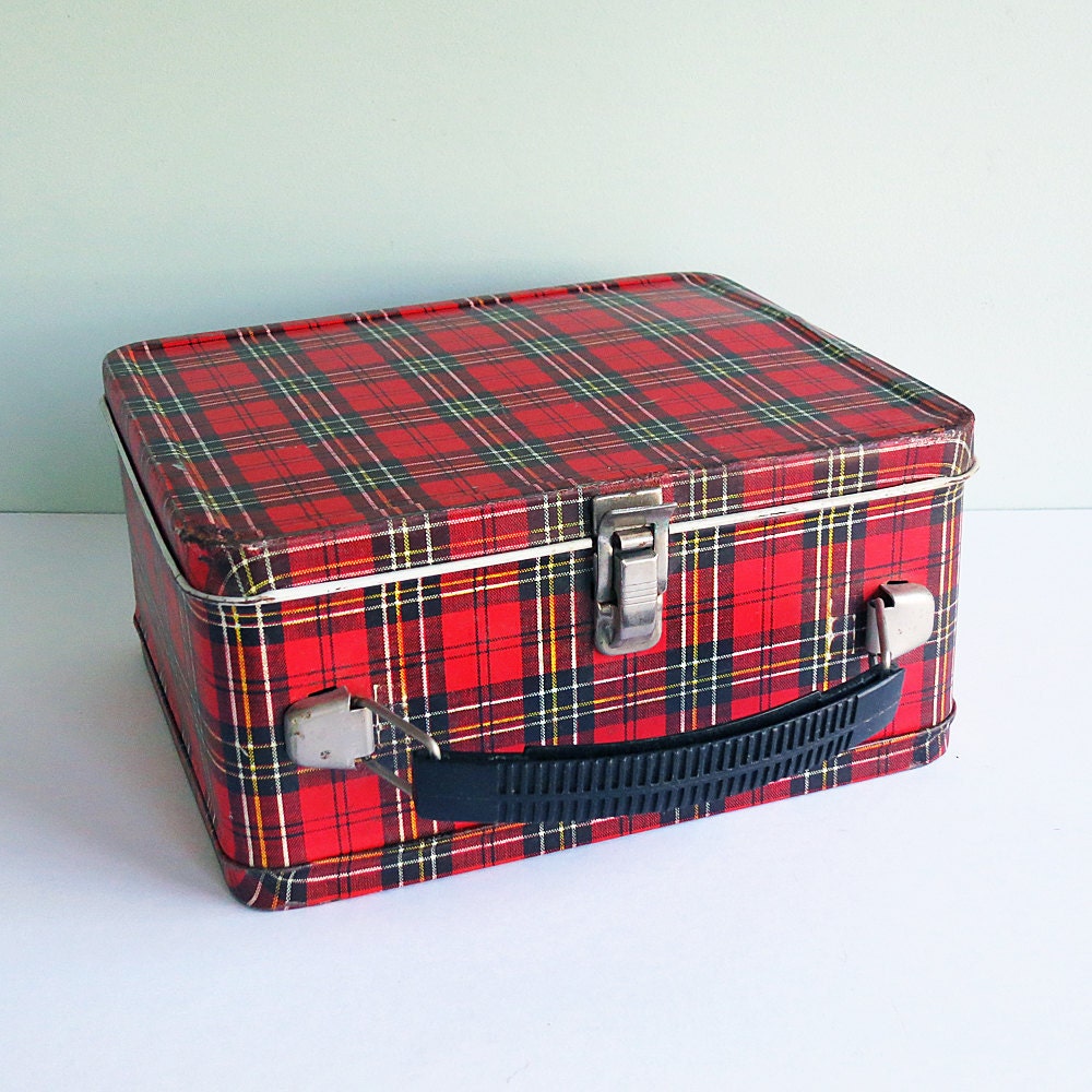 1960s Child's Tartan Plaid Lunchbox Made by Aladdin Industries