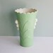 1930s Art Deco Vitrock Depression Glass Vase with a Fired-On Jadeite Green Exterior