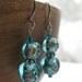 ON SALE . Zoe Earrings . Turquoise foil lined glass beads with sterling silver