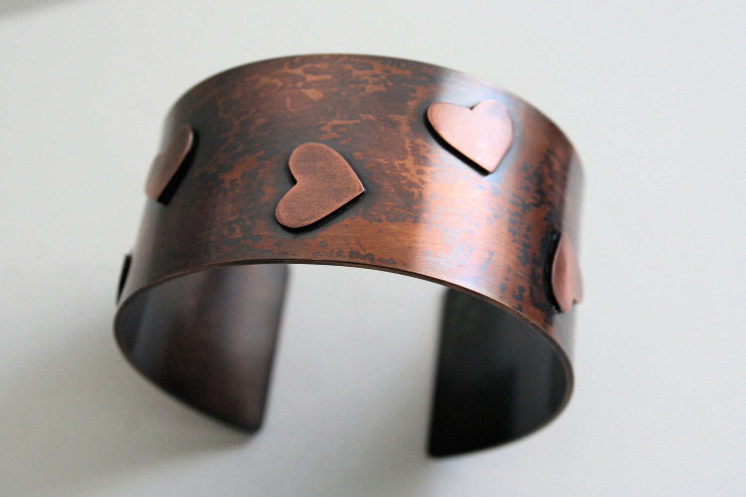 Wide Metal Cuff with Hearts