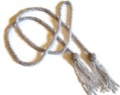 SALE Shimmering Silver Art Deco Flapper Necklace with Tassels