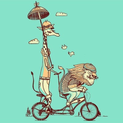 Giraffe, Lion, Safari, Bicycle, Animals, Deep V-Neck, Love, Adventure, Womens S-2XL