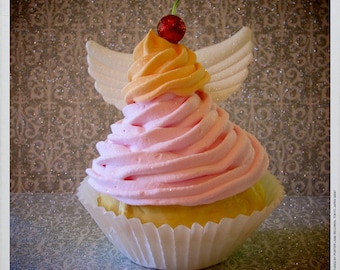 Fake Cupcake "Cupcake Angel Collection" "Pink Citrus Chiffon Angel Ed." Jumbo Size Unique Gift, Home, Bakery Decor 12 Legs Original/Design
