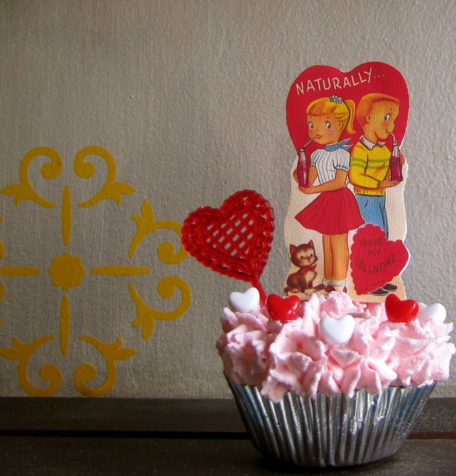 Fake for Cupcake Gift Valentine Image vintage   fake Vintage  Perfect Boy/Girl/Soda cupcakes