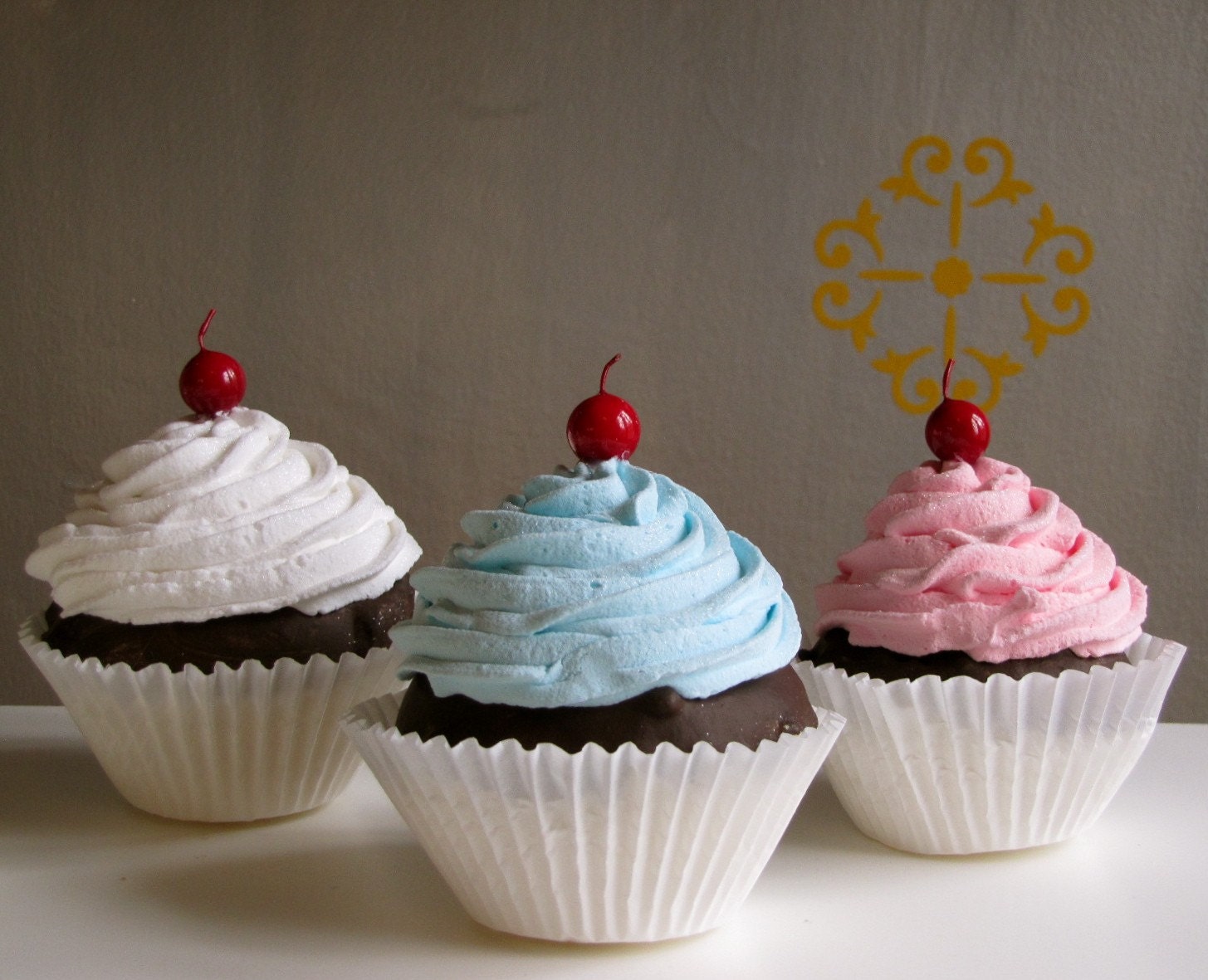 Fake Cupcake King Size Chocolate Cupcake White Frosting Perfect Photography Prop Can be made into a Photo Holder, Business Card Holder
