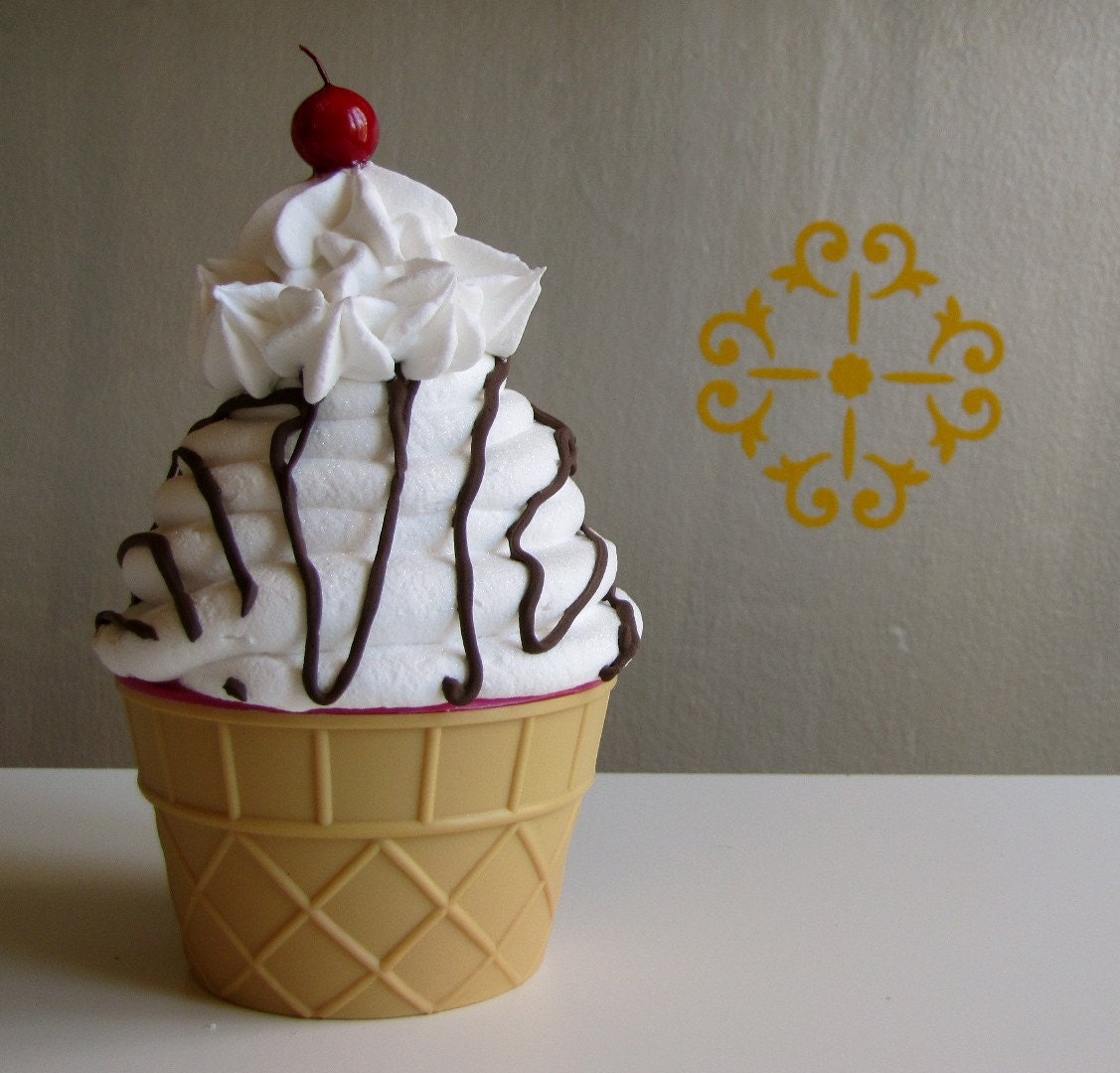 Fake Sundae with Cherry and Chocolate Syrup TOO SWEET Can Add Name Card Holder, Business Card Holder or Photo Holder