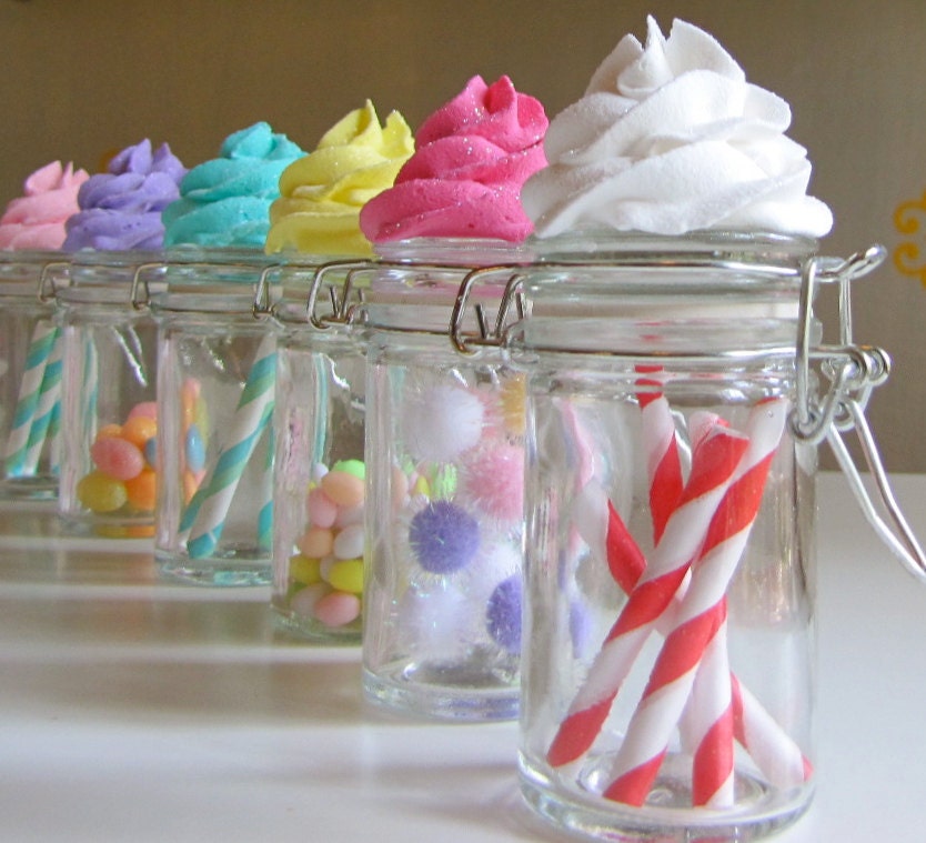 Fake Cupcake Candy Shoppe Classic Swirl Glass Jars Set 6 Orig. 12 Legs Concept Perfect Wed/Birthday Favors Often Imitated Never Duplicated