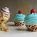 Fake Cupcakes "Retro Hollywood Glam" Collection Mini Turquoise Cupcakes w/Leopard Cupcake liners Set of 5 Can Be Made into Ornaments
