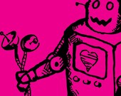 Cute Robot Flowers vinyl wall decal