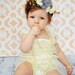 Flower Girl fancy braided headband for dress up and photo props in grey, yellow creme
