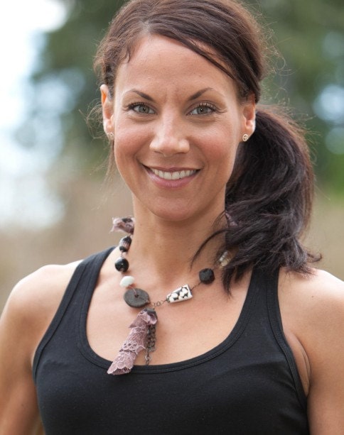 Bohemian Queen light carrier  healing necklase  boho tribal with huge faceted garnet