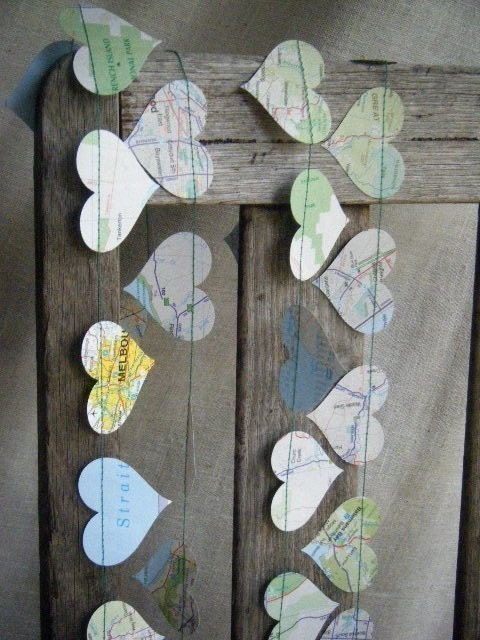 Are We There Yet - Recycled Map Garland