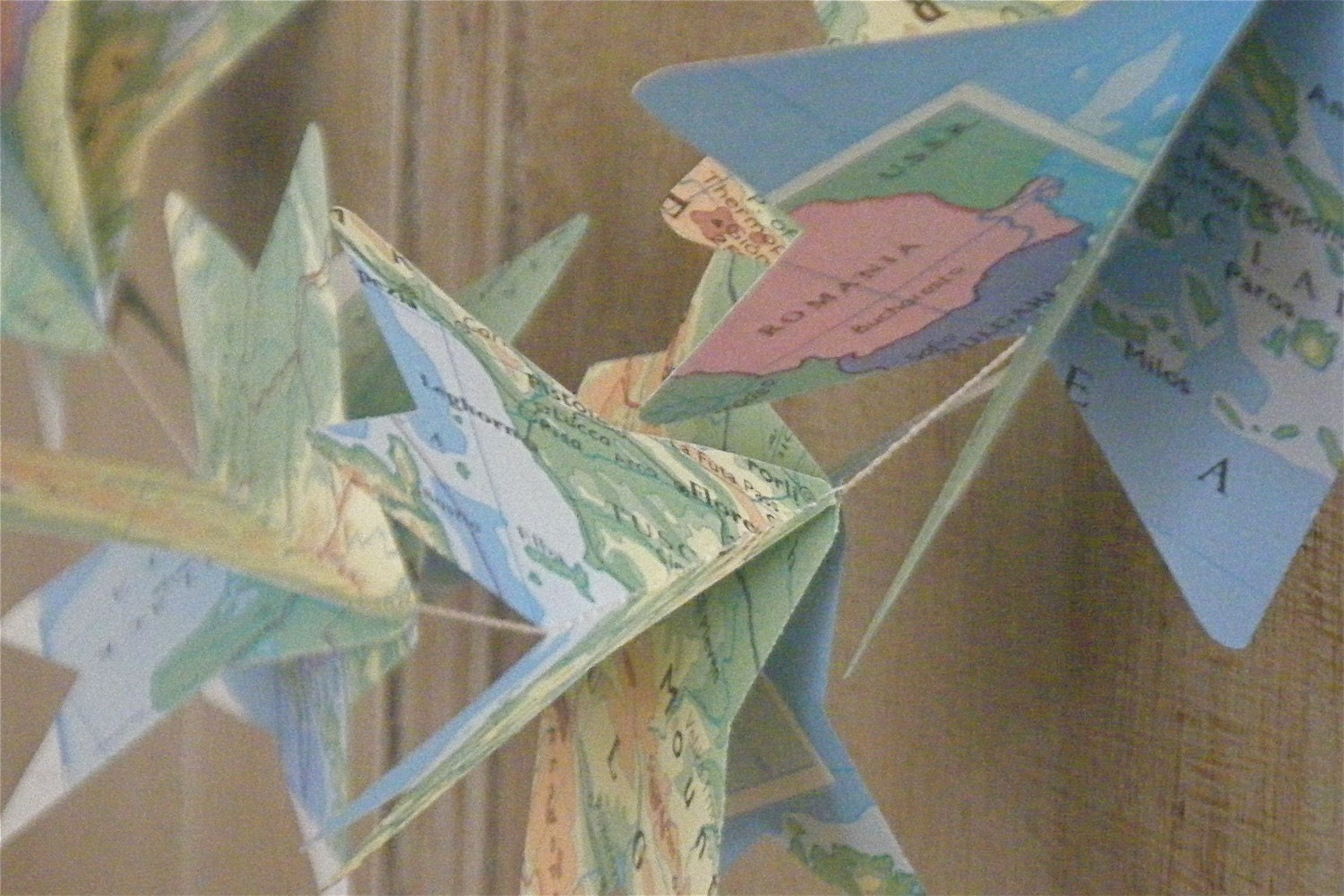 Vintage Atlas 3D Paper Mobile Star Strings
