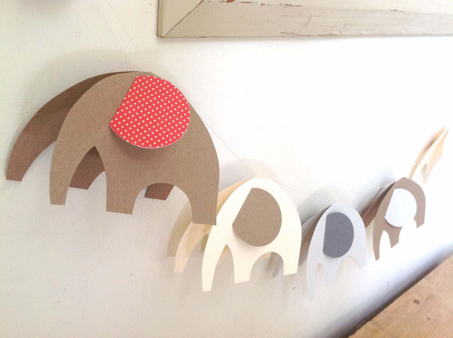 6 Little Elephants All In A Row - 3D Paper Garland