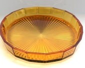 Vintage Art Deco Glass Vanity Tray Davidson Amber