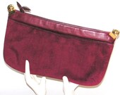 Vintage Handbag Susan Gail Suede Leather Clutch Strap Purse Burgundy