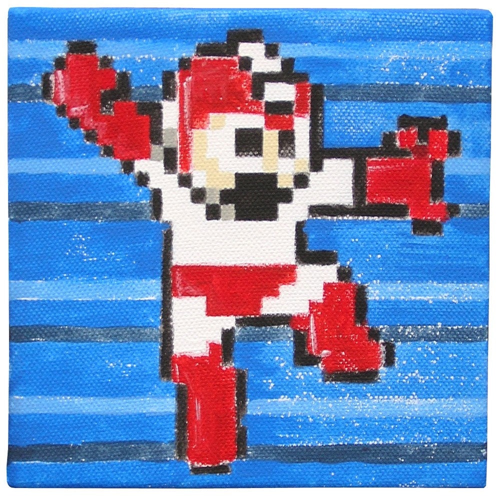 Rockman Red - Expressive Pixel Painting (Mega Man) Arcade Artist