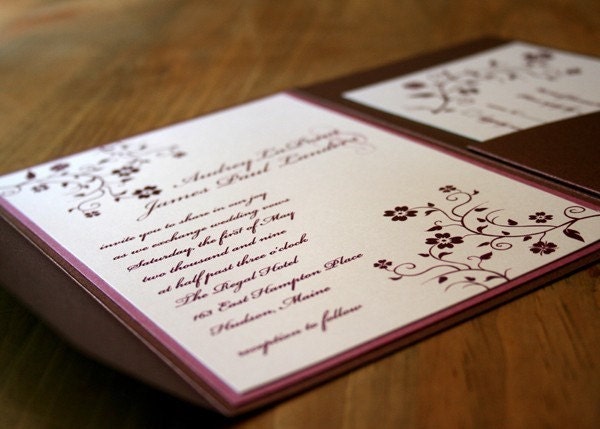 Wedding Invitation Script and Floral Pocketfold  - Deposit to get started