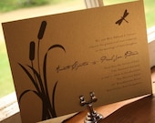 Wedding Invitation Cattail and dragonfly  - Deposit to get started