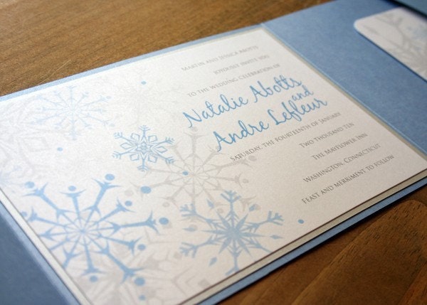 Snowflake Pocketfold Wedding Invitation - Deposit to get started