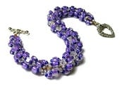 Beaded Bracelet Beadweaving Handmade Seed Beads Triangle Beads Spiral Pattern Jewelry Purple 8 1/8" 21 CM