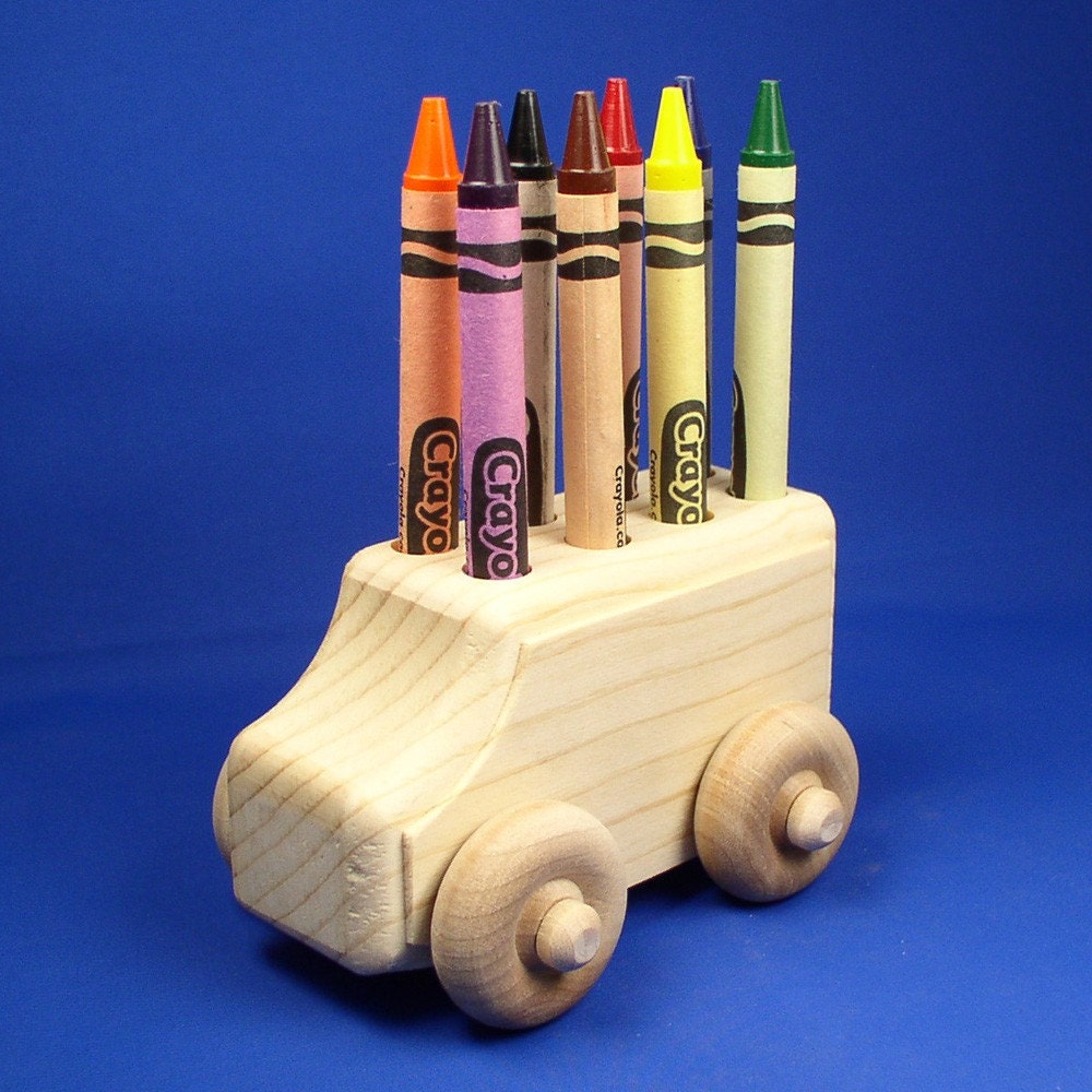 Bus Regular Crayon Holder / Wooden School Bus Crayon Caddy