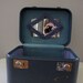 Holiday Sale // 1960s Vintage Train Case in Slate Blue and Silver . Mid Century Style