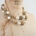 Vintage Pearl Necklace // Mid Century Double Strand Choker // 1950s Necklace Brass Beads