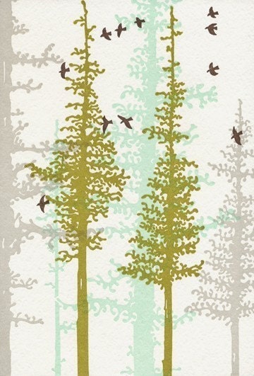 Evergreen Trees Letterpress Card