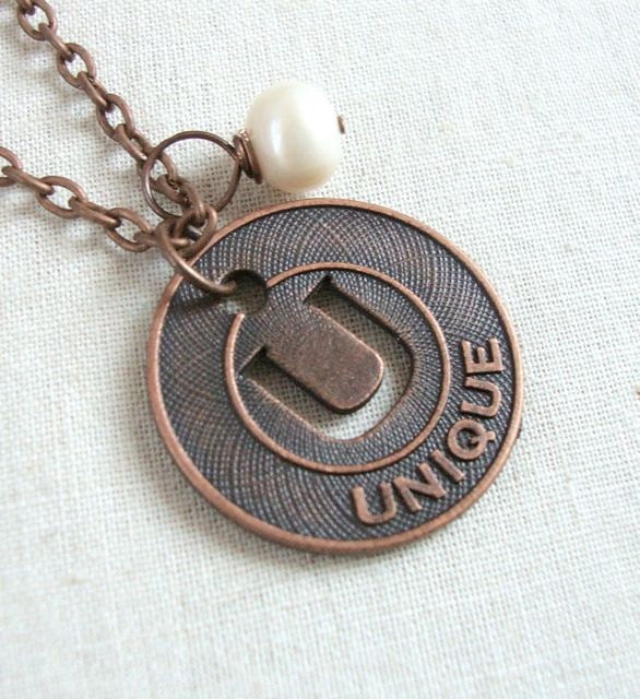 U is for Unique - Initial U Necklace in Copper