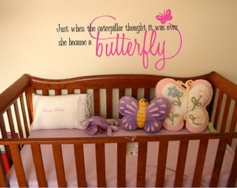 Wall Decal Girls Nursery Caterpillar became a butterfly