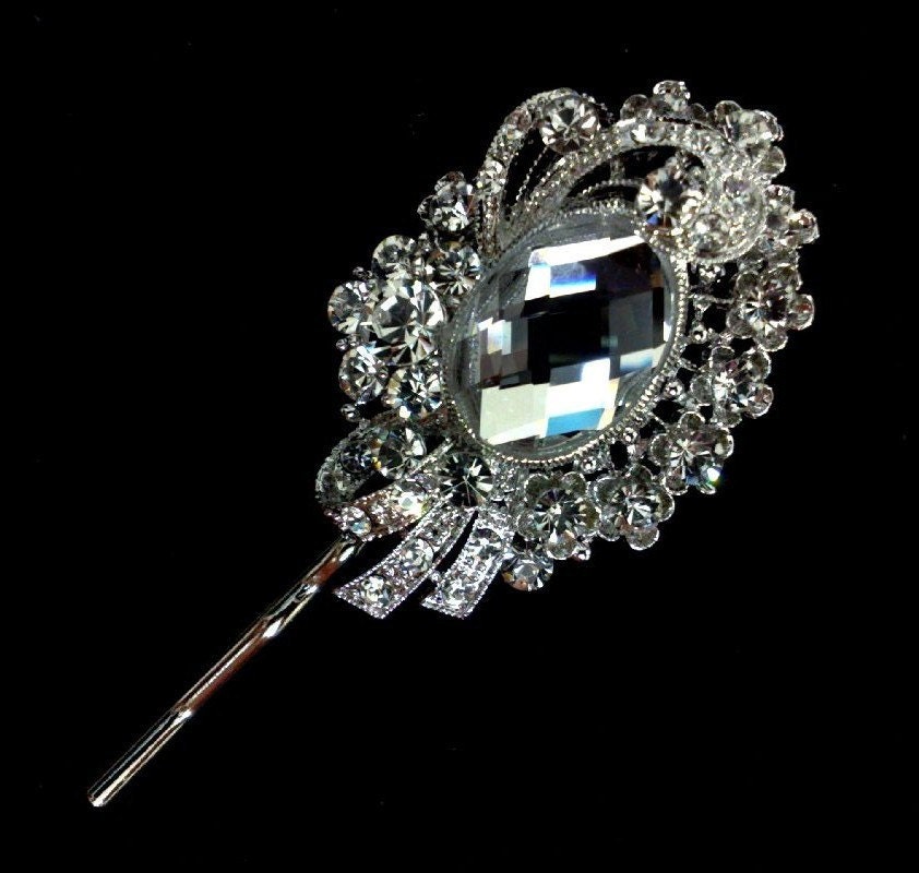 Oval Hair Pin, Victorian Weddings, Crystal Bridal Hairpin, Bridesmaids Hair Jewelry, DESIREE