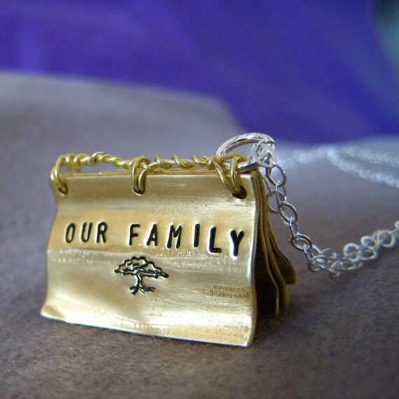 Unique Personalized Necklace Family Album with four pages hand