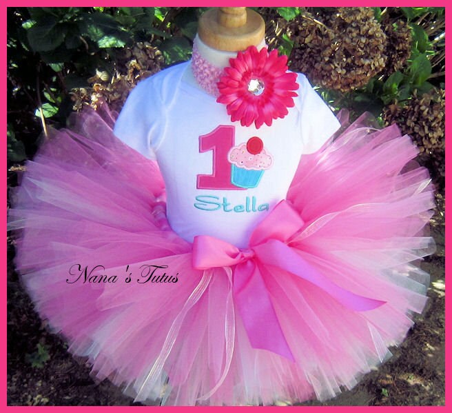 Birthday Girl Cupcake,Party Outfit, Cupcake with Number, Theme Party, Tutu Set in Sizes 1yr thru 5yrs