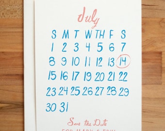 Wedding Invitation Save the Date - Modern Calendar Save the Date Set