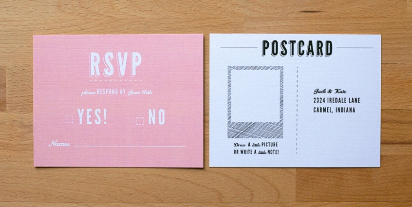 Wedding Invitation Set - Vintage Polaroid Wedding Invitation