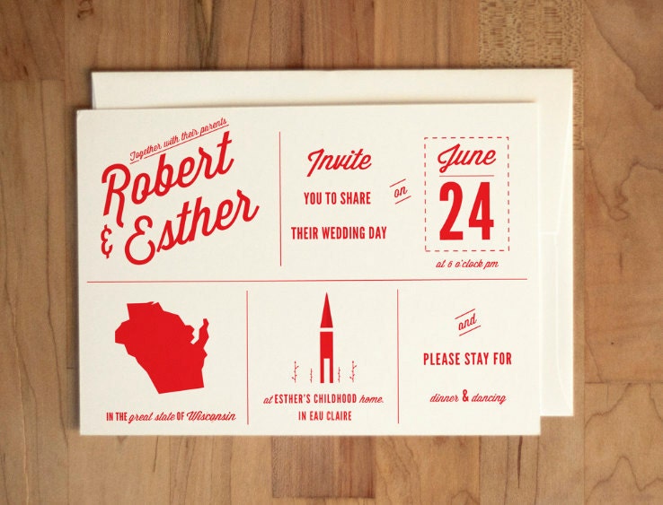 Wedding Invitation - Custom State and Symbol Wedding Invitation set