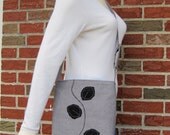 Eco Friendly Little Darling in Gray Mix, Recycled Fabric with Lovely Black Leaves and Vine