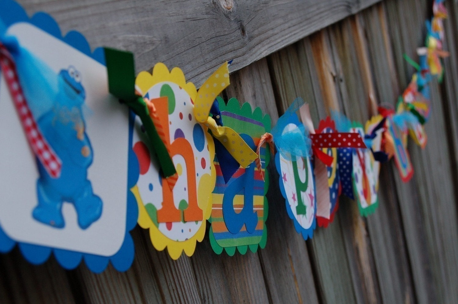 SESAME STREET Happy Birthday Banner & Cute Name Banner with Elmo Cookie Monster Big Bird