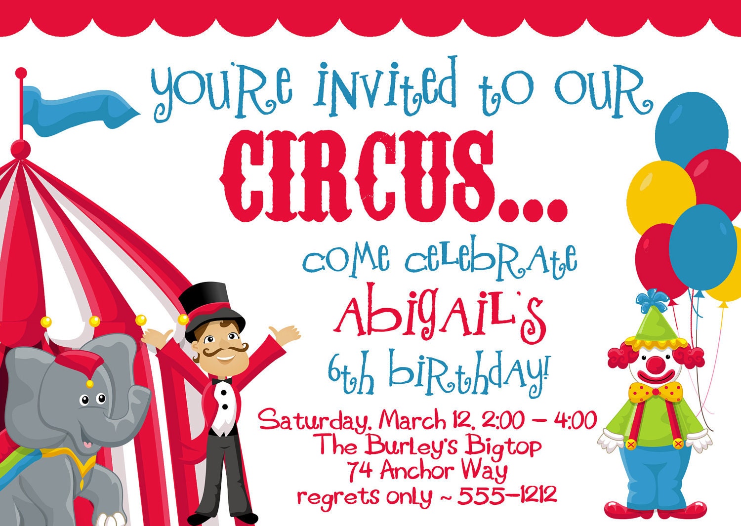 Circus Carnival Birthday Party Invitations By BurleyGirlDesigns