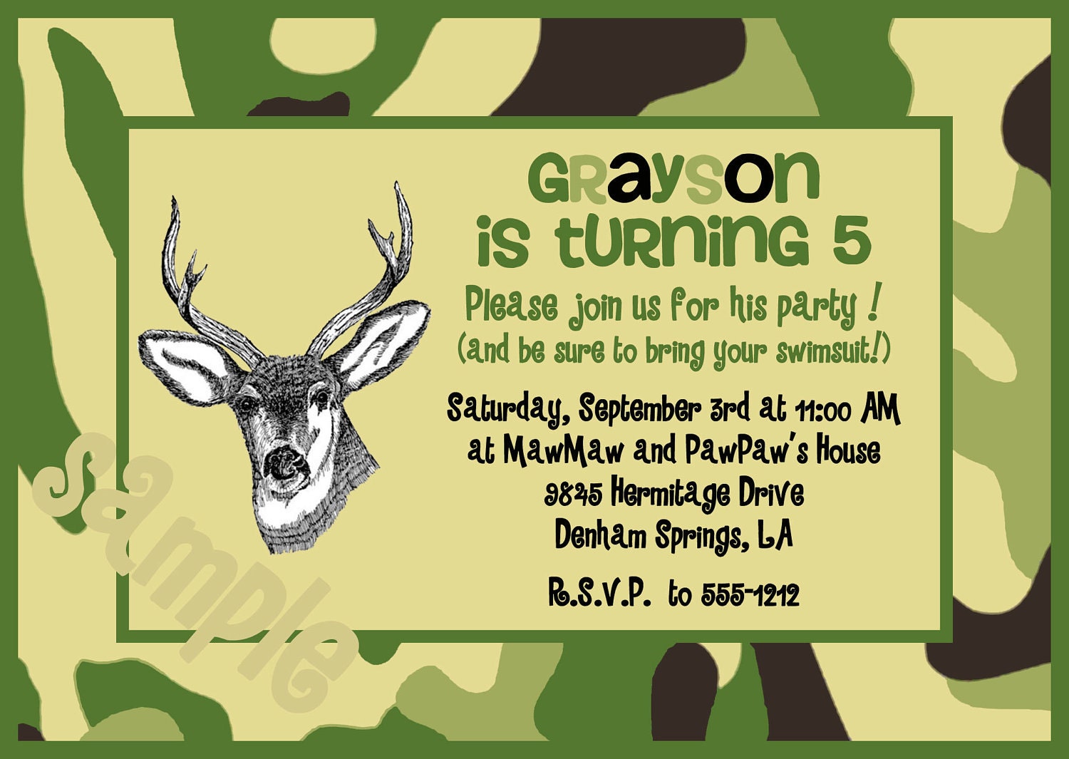 Camo Birthday Invitations