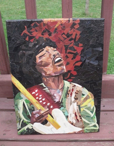 Jimi Jammin  -original recycled artwork - paper mosaic