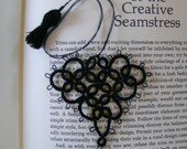 DARK HEART                               Black Lace Tatting                Tatted Heart Bookmark on ETSY