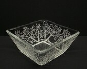 READY TO SHIP Tree Of Love . Engraved Glass Tapered Bowl Candle Holder Wedding Decor