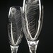 Peacock Feathers . 2 Champagne Flutes . Hand Engraved