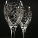 Two White Wine Glasses . 'Branches & Leaves' . Hand Engraved Wedding Gift . Bridal Party Crystal Glass Stemware