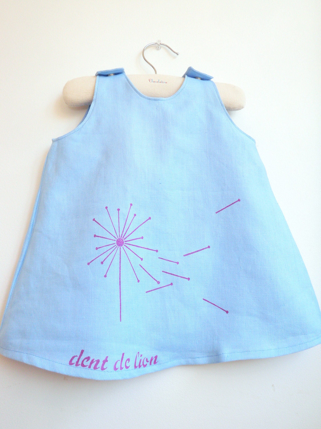 Girls Dress - Girls Jumper Dent-de-Lion (Dandelion) - French Style - Baby Dress - Toddlers Dress - 6M to 4T