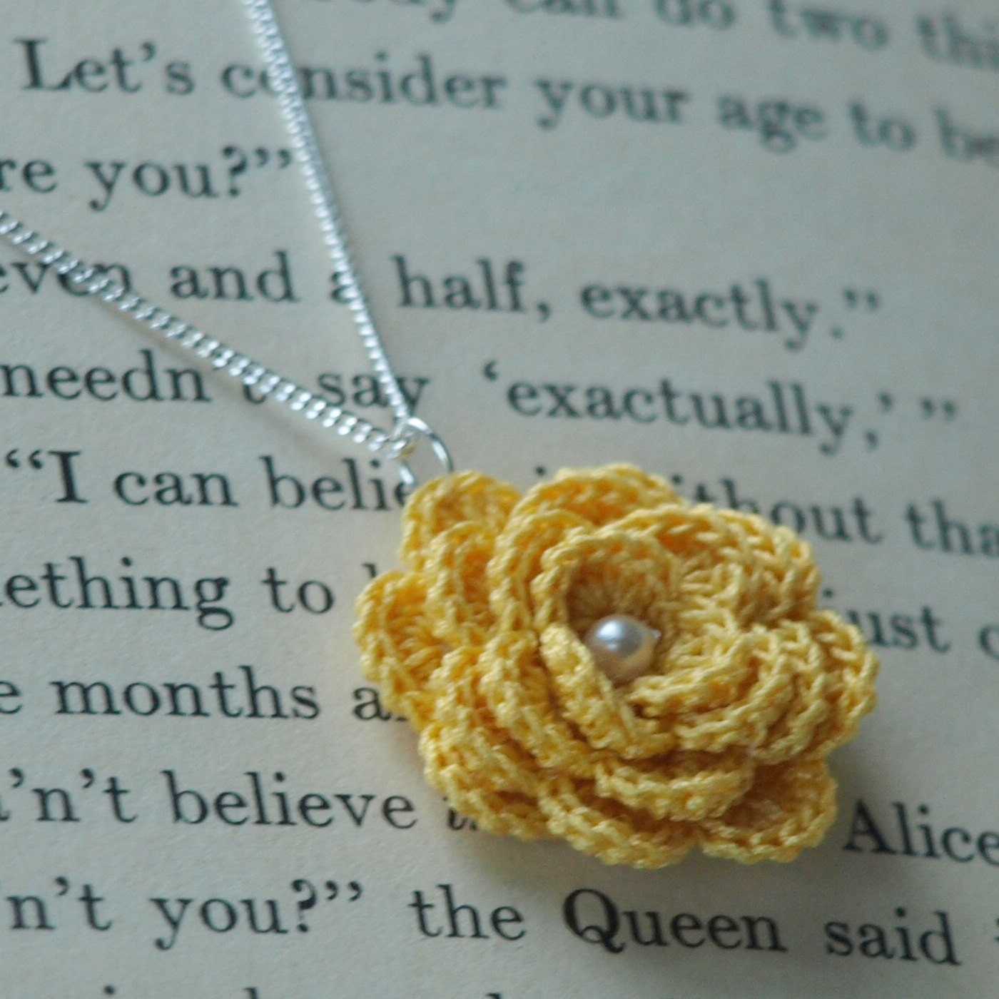 Hyde Park Crochet Flower Necklace- Yellow