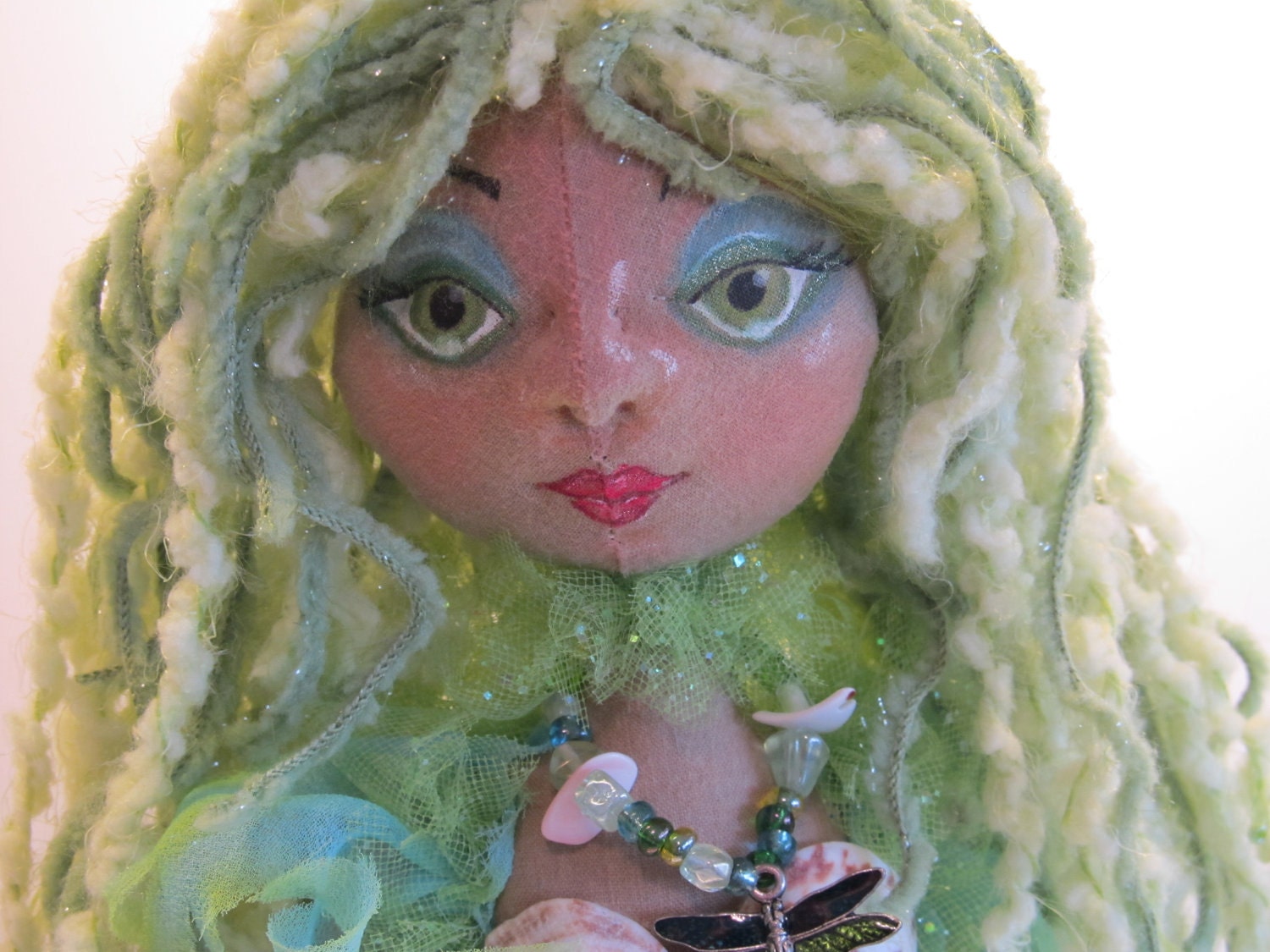 LAKE MERMAID, cloth doll, hangs on wall, OOAK rag doll