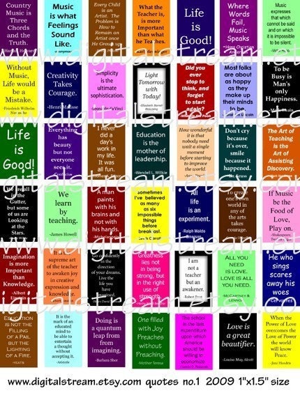 Mix of Quotes 1x1.5 Inch Size images Digital Collage Sheet 42 Different Images for Glass Tiles and Making Jewelry and Crafts